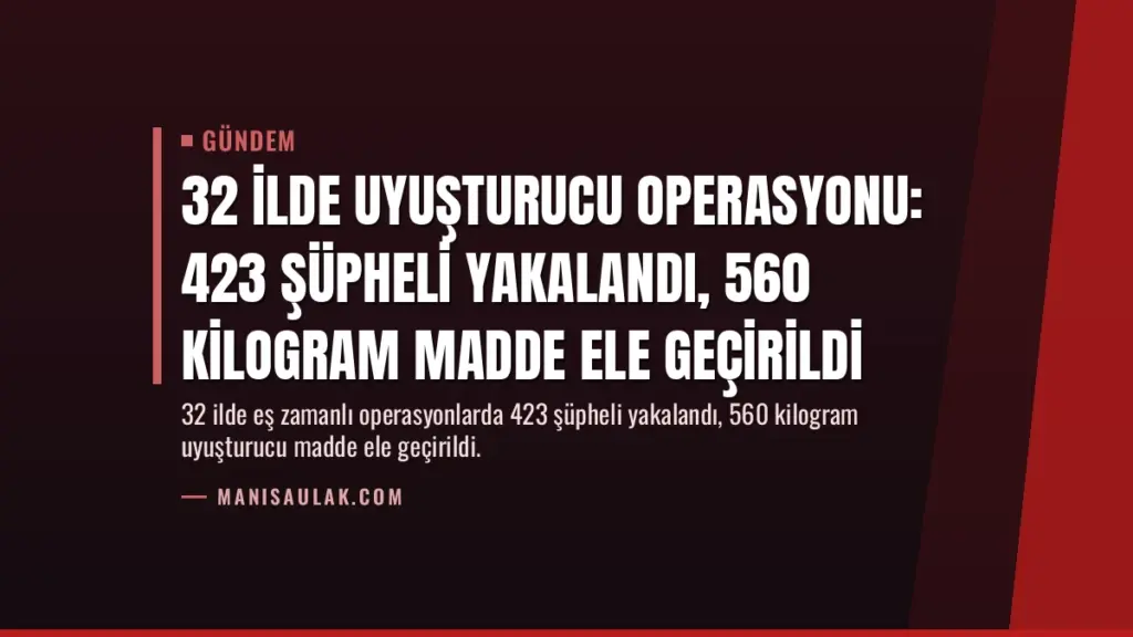 32 İlde Uyuşturucu Operasyonu: 423 Şüpheli Yakalandı, 560 Kilogram Madde Ele Geçirildi