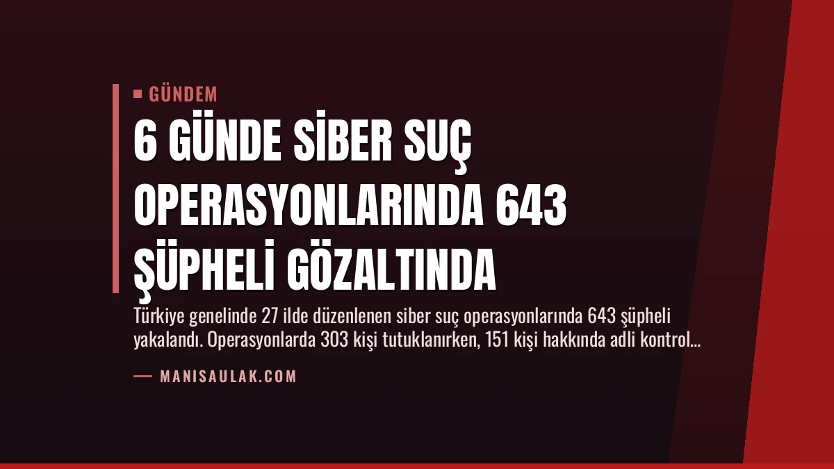 6 Günde Siber Suç Operasyonlarında 643 Şüpheli Gözaltında