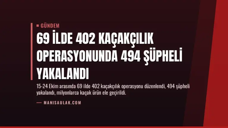 69 İlde 402 Kaçakçılık Operasyonunda 494 Şüpheli Yakalandı