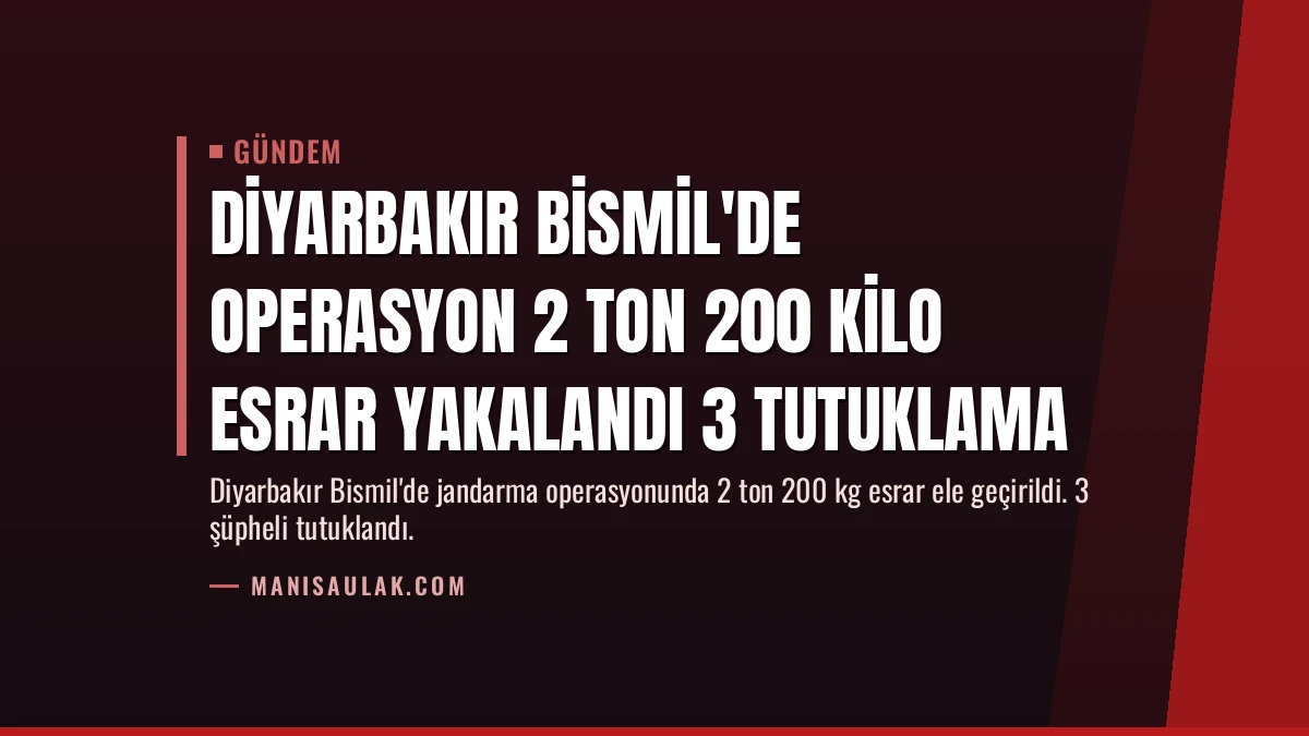 Diyarbakır Bismil’de Operasyon 2 Ton 200 Kilo Esrar Yakalandı 3 Tutuklama